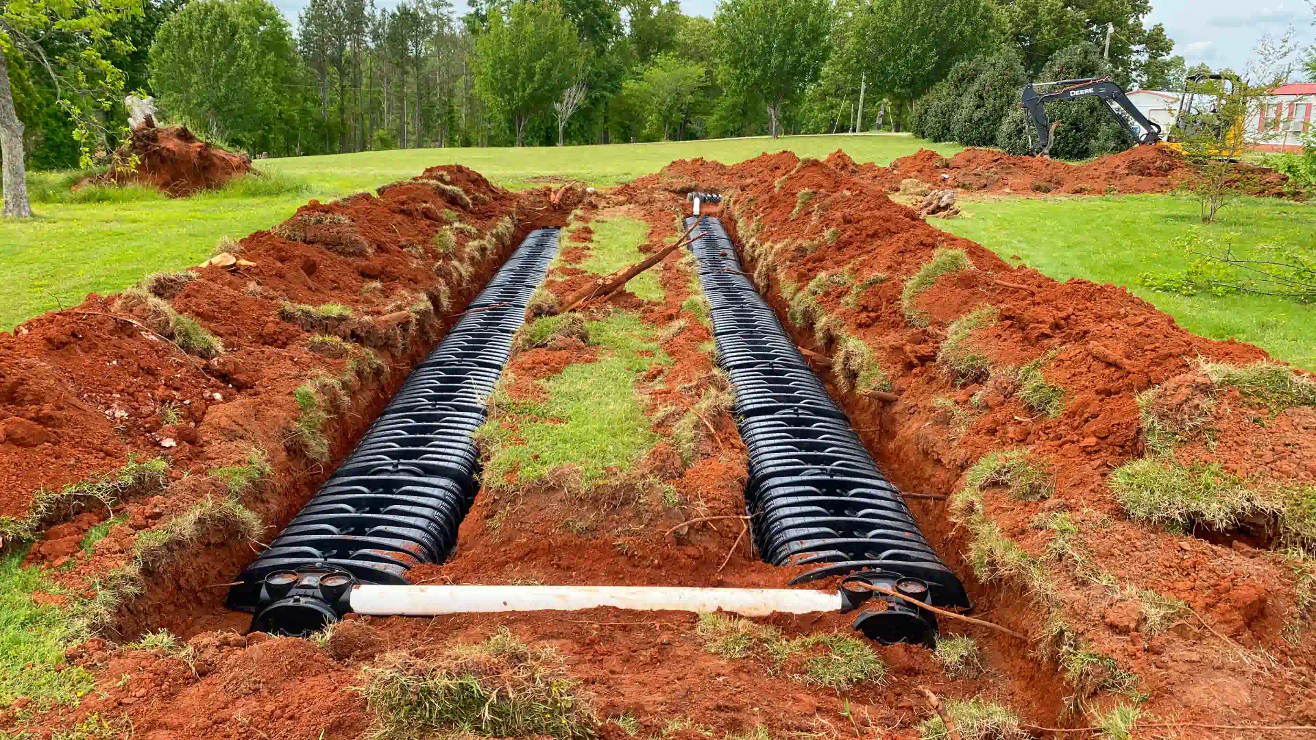 hero new septic installation on a open field munford al